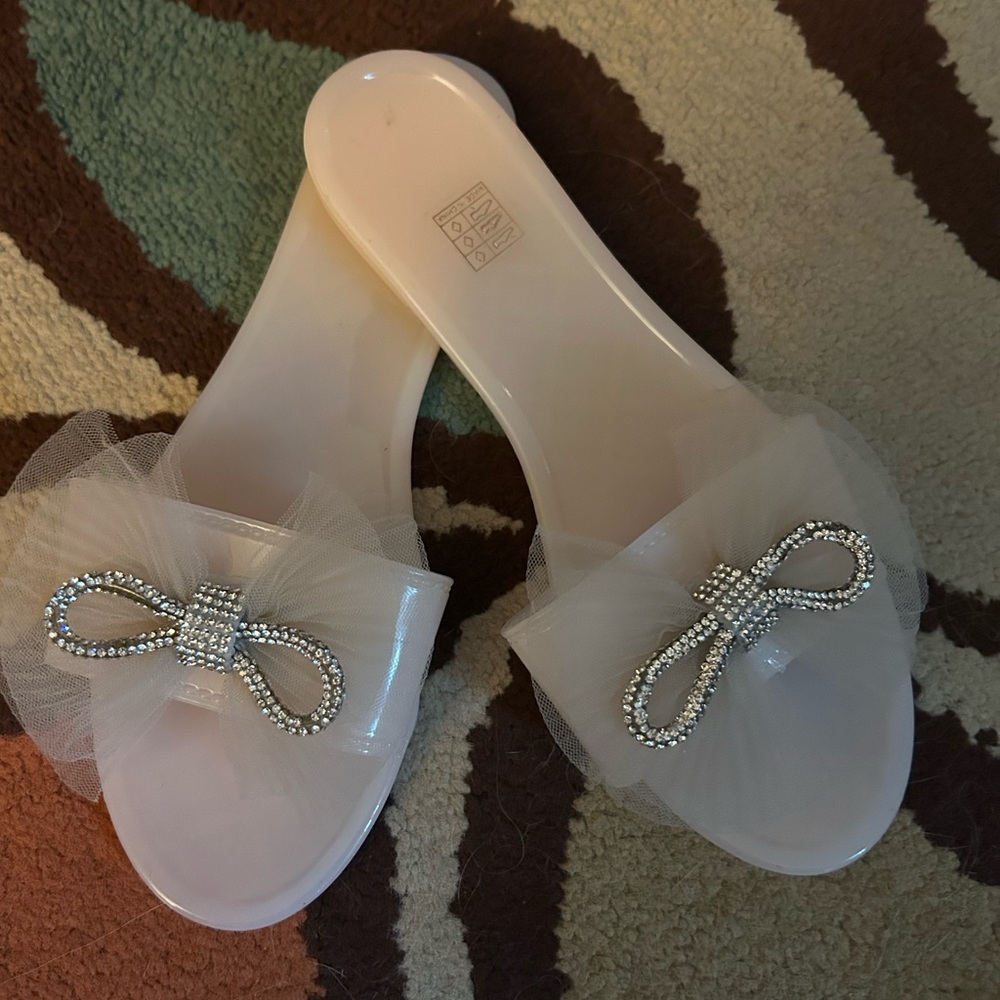 Unbranded Rhinestone Bow Open Toe Slides - Picture 3 of 7